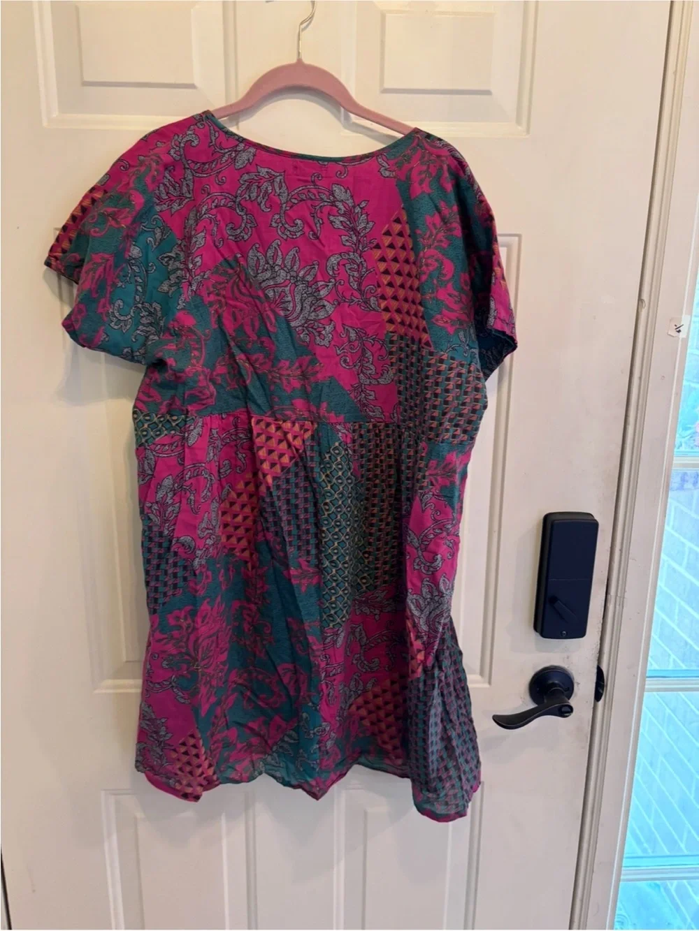 Cost Plus World Market V-Neck Mini Dress in Magenta & Teal Floral